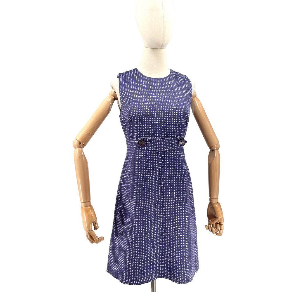 Tory Burch Purple Geometric Mod Sleeveless Pockets Mini Dress